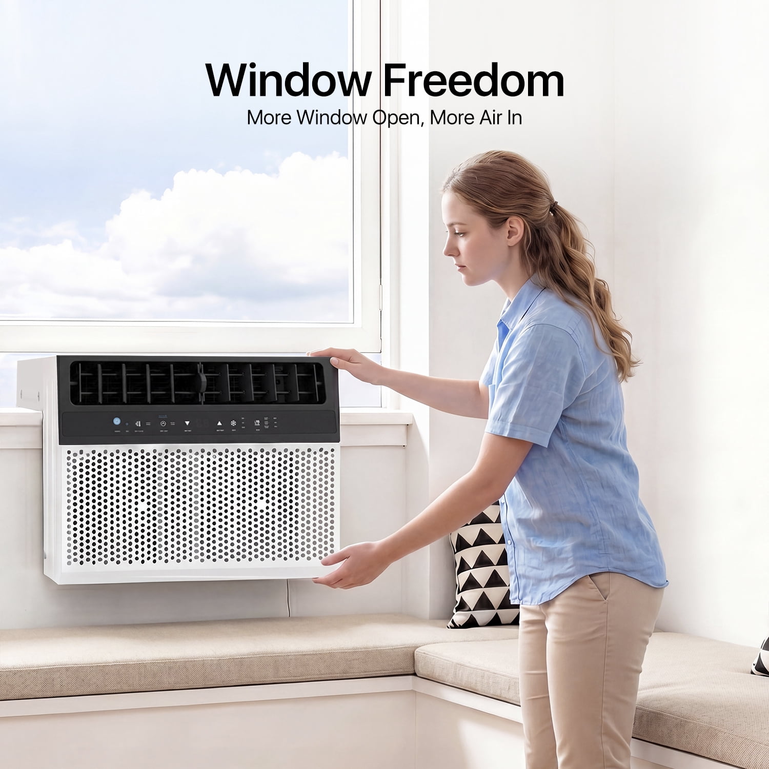 BaPiPro 12,000 BTU Smart Window Air Conditioner, WiFi & Tuya App Compatible, 6 Modes & 3 Fan Speeds, Cools Up to 550 Sq. Ft., White