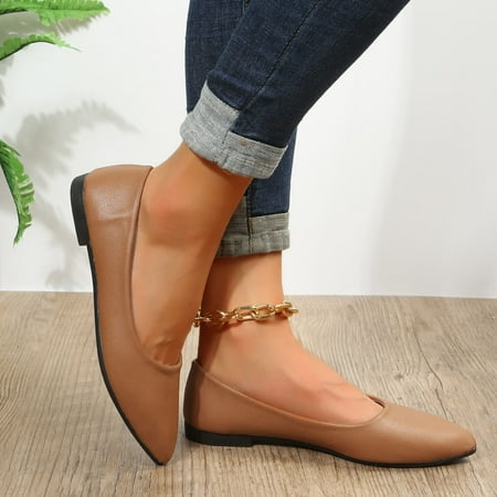 

Sehao womens flat dress shoes Casual Women s Non Slip Solid Color Slip On Artificial Leather Breathable Work Single Shoes artificial leather womens winter shoes women casual shoes