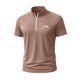 thumbnail image 2 of Blusa y camisa de manga corta con cuello alto para hombre, de verano, de color liso, ajustada, deportiva, con cremallera, de manga corta, con cuello alto., 2 of 5
