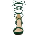 thumbnail image 2 of Sandalias Cordón Arriba Plataforma Tacones De Aguja Para Mujeres Verde Esmeralda 36, 2 of 6