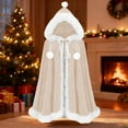 thumbnail image 3 of Oalirro Christmas Halloween Cape for Everyone Solid Color Hooded Cloak Santa Xmas Velvet Hooded Cape Robe for Party, 3 of 3