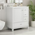 thumbnail image 2 of 30 Inch Freestanding Bathroom Vanity with Ceramic Sink, 3 Drawers & Soft Close Door, White Solid Wood Vanity Cabinet for Small Spaces, 2 of 9