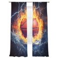 thumbnail image 2 of Sheer Curtains 96 Inches Long 2 Panels, Ice Fire Basketball Sport Rod Pocket Curtain Voile Draperies, Lightning Water Ripple Abstract Art Light Filtering Window Treatment for Living Room, 2 of 8