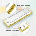 thumbnail image 4 of Uxcell Harmonica 10 Holes 20 Tone C Key Harmonica Mouth Musical Instruments Toy for Adults Beginner Educational (Yellow Silver), 4 of 7
