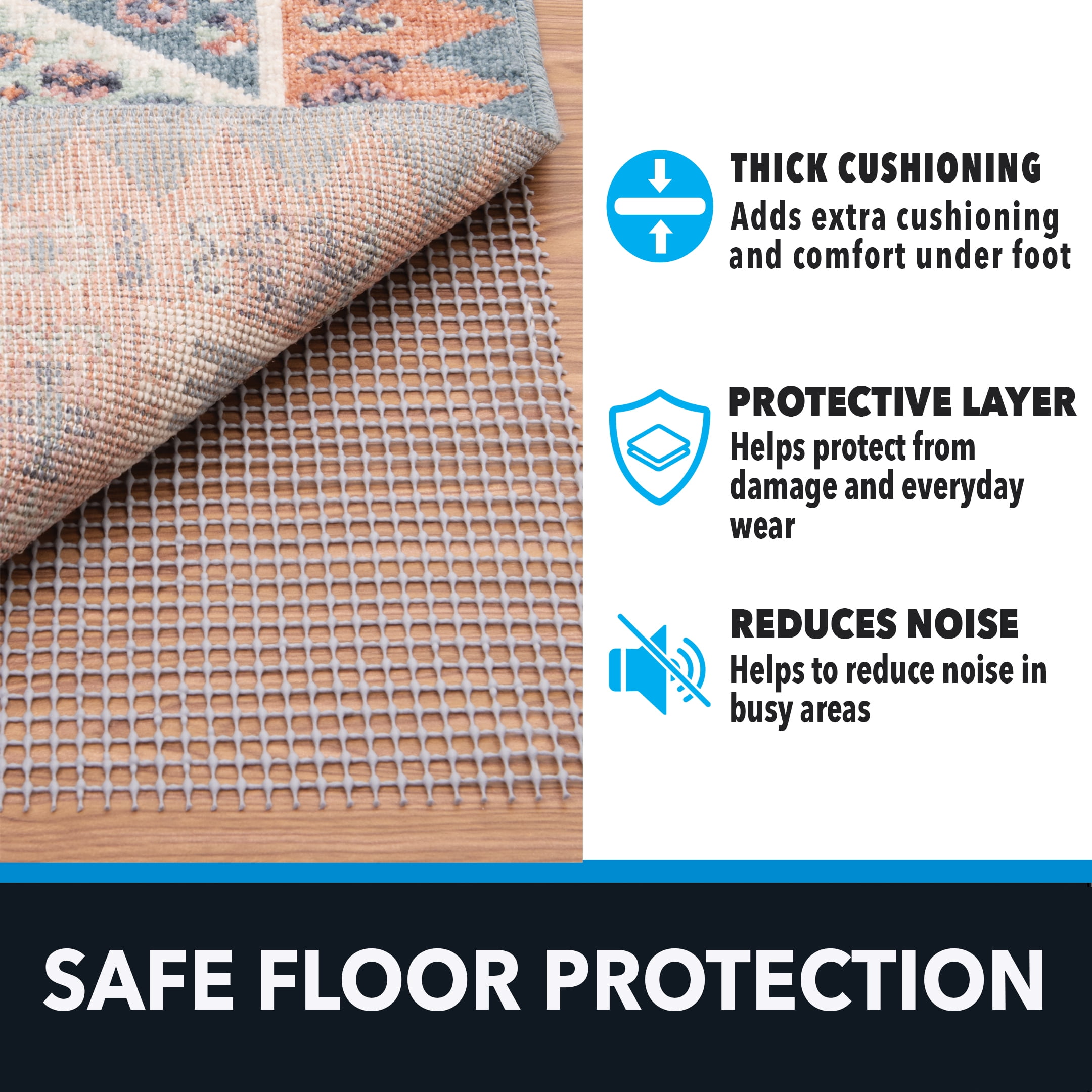 Mainstays Non-Skid Non-Slip Rug Pad, Gray, 2' x 6'
