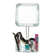 Daisi Magnifying Lighted Makeup Mirror, 7X Magnification, LED, Swivel Stand, Vanity Tray & Cosmetic Holder, Square