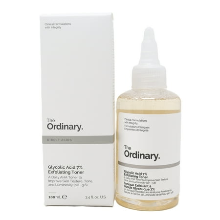 The Ordinary Glycolic Acid 7% Exfoliating Toner, Brightening and Smoothing Daily Toner for More Even-Looking Skin Tone, 3.4 Fl Oz