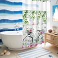thumbnail image 5 of No Hook Shower Curtain, Spring Shower Curtains for Bathroom with See Through Top Window, Bicycles Botanical Rose Leaves Butterfly Wood Grain Waterproof & Washable Bath Curtain Stand Up Stall 36"x72", 5 of 9