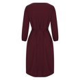 thumbnail image 6 of Lindreshi Fall Dresses for Women Homecoming Dresses Fashion Women's Casual Long Sleeve Round-Neck Slim Dress Solid Classic Dress, 6 of 7