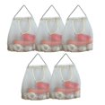 thumbnail image 1 of Paquete de 5 bolsas de malla reutilizables para colgar frutas y verduras, almacenamiento de cocina, bolsas de malla lavables y plegables, color blanco, 1 of 5
