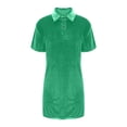 thumbnail image 4 of Casual Velvet Dresses for Women 2026 Summer Loose Lapel V Neck Short Sleeve Tunic Workout Beach Sundress, 4 of 6