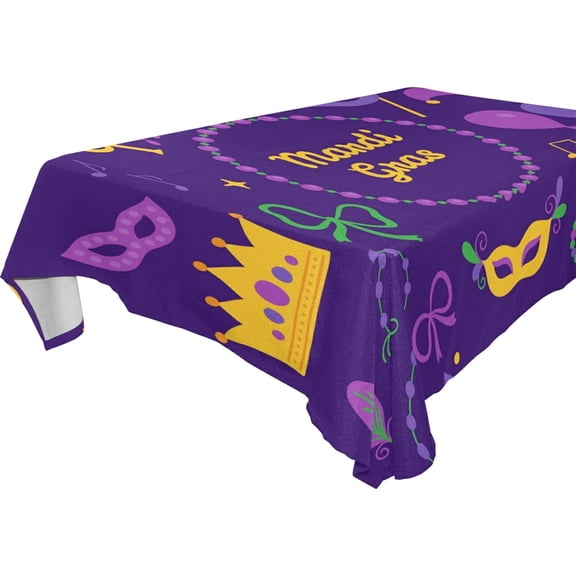 SKYSONIC Mardi Gras Tablecloth Waterproof Washable Polyester Square Table Cover Durable Tablecloth for Kitchen Dining Table Party Decor (54 X 54 Inch)