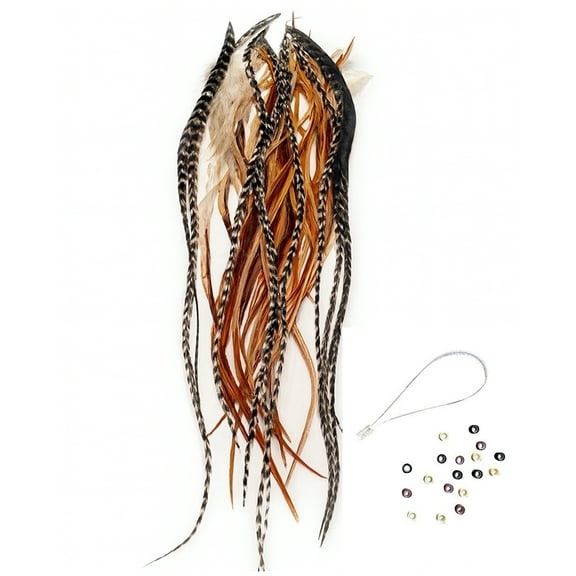 25 Feathers for hair extensions 6-11 Natural Mixes of brown & Grizzly Feathers for hair extensions