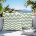 thumbnail image 3 of Sage Green Stripe Throw Pillow Covers 18x18 Inch Set of 2, Farmhouse Striped Modern Waves Moires Waterproof Outdoor Pillow Covers, Decorative Cushion Pillowcases for Couch, Sofa, Bed, Garden, Patio, 3 of 9