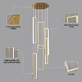 thumbnail image 6 of ZHLWIN Modern Kitchen Island Dimmable Pendant Light Fixture, Gold 114W LED Pendant Lights 6 Ring Rectangular Chandelier Staircase Large Chandelier Lobby Living Room Foyer High Ceiling Chandeliers, 6 of 7