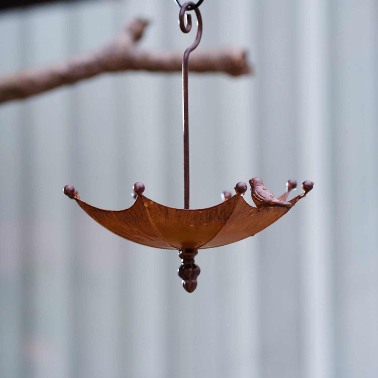 JilgTeok 2 Packs Umbrella Shaped Metal Bird Feeder for Garden Outdoor Decoration Attracts Hummingbirds and Wild Birds Rust Proof Iron Hanging Bird Trough
