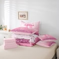 thumbnail image 6 of jejeloiu Monogrammed A Twin Bedding Sets 7-Piece,Cute Girls Bowtie Bedding Comforter Set,Pink Glitter Print Sheet Sets For Child,Microfiber Room Decorative Reversible, 6 of 8