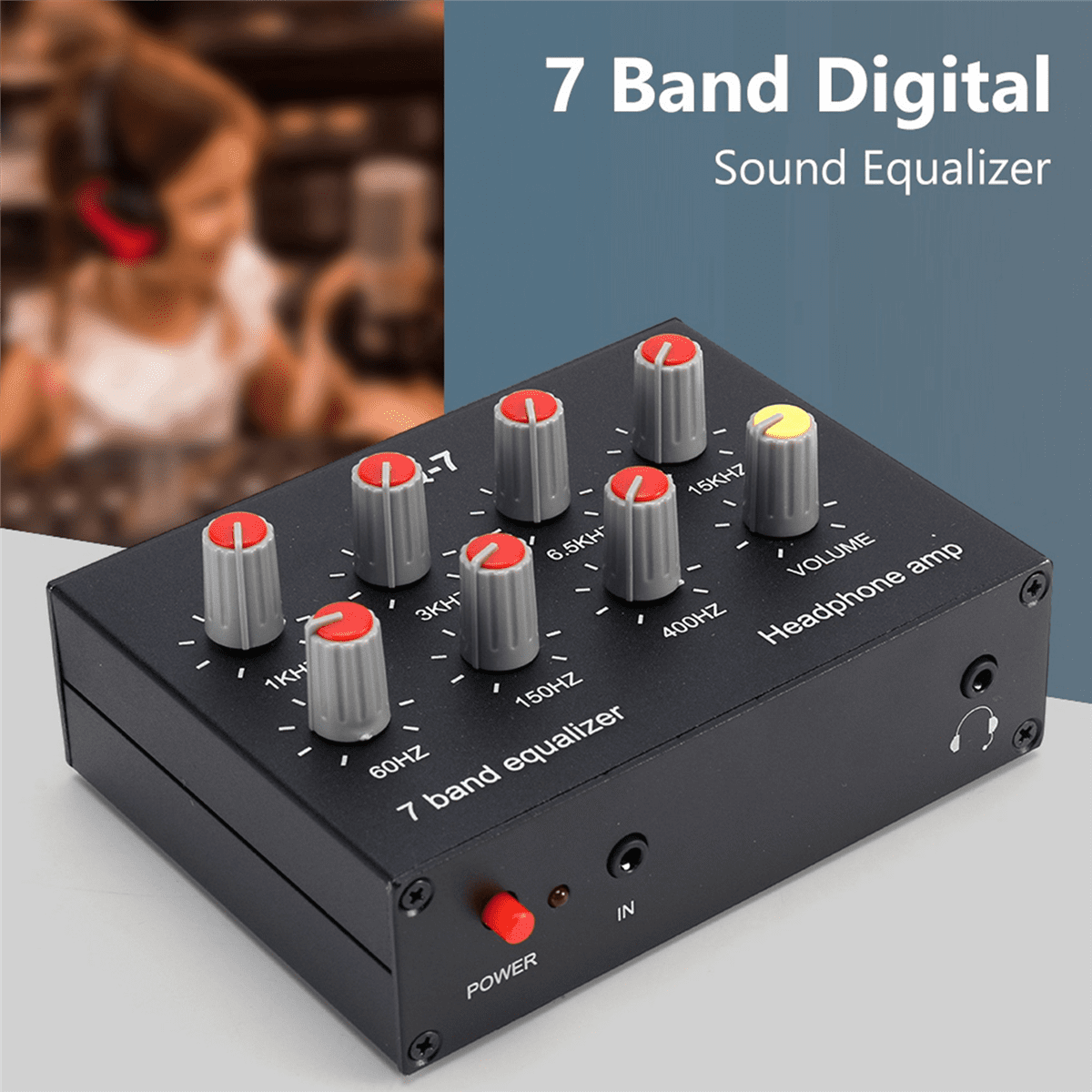 2X EQ-7 Car Audio Headset Amplifier 7-Band EQ Equalizer 2 Channel Digital Sound Equalizer