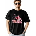 thumbnail image 1 of Camisetas para hombre, camiseta de algodón con cuello redondo, corazones, gnomos y rosas, manga corta, romántica, San Valentín, flores y corazones., 1 of 8