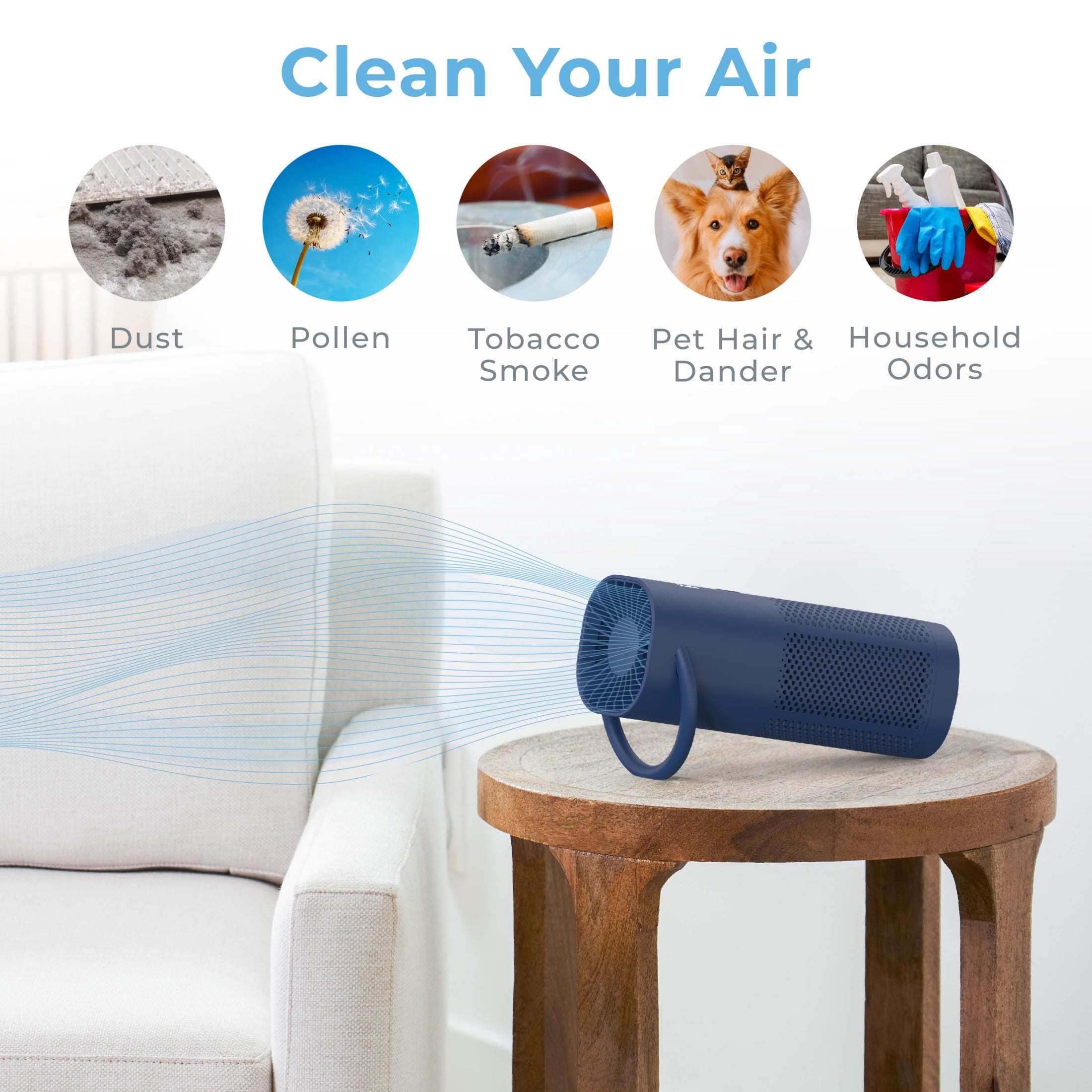 Pure Enrichment - True HEPA Portable Air Purifier - Blue