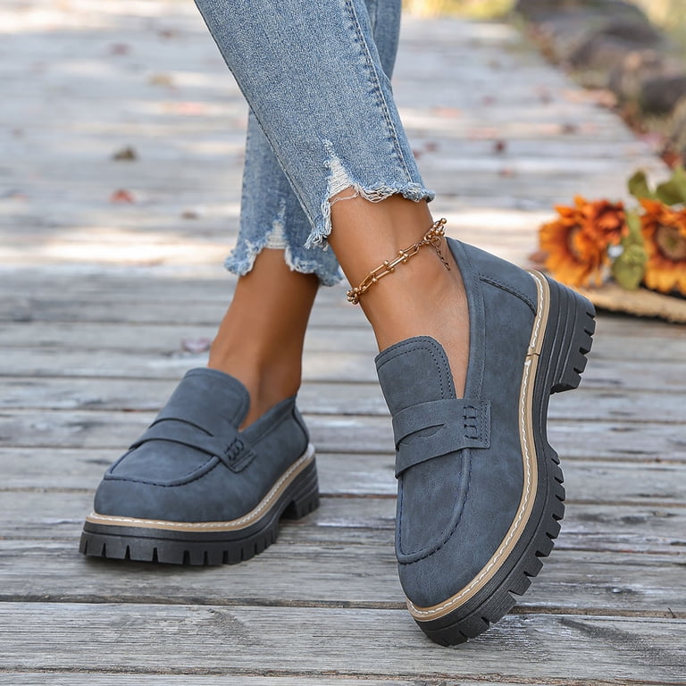 Platform Suede Loafers for Women Comfortable Slip On  display picture 3