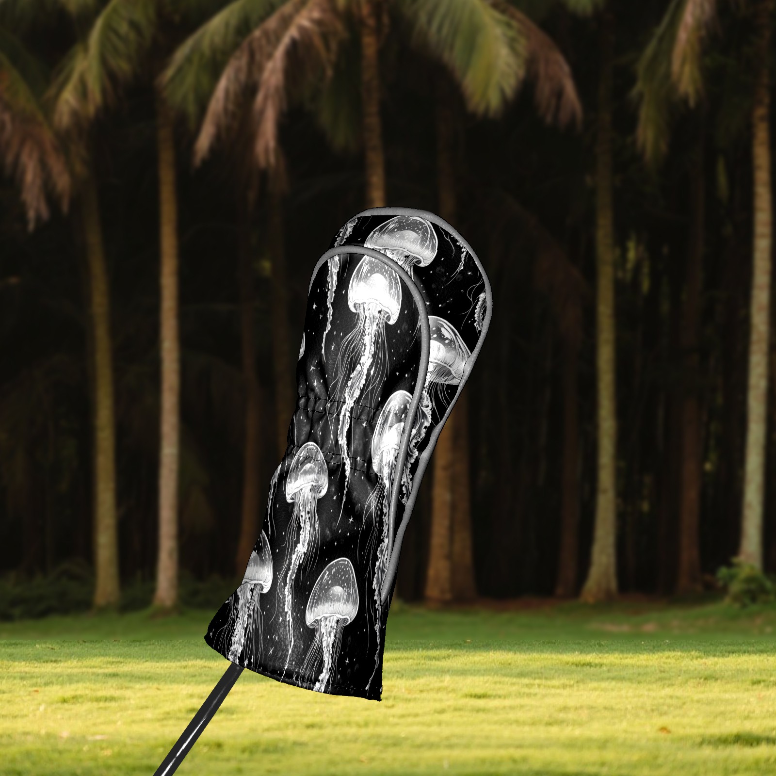 Golf Club Covers PU Leather Waterproof Head Covers for Fairway Woods Hybrids Jellyfish