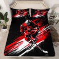 thumbnail image 2 of Manfei Ice Hockey Lover Queen Sheet Sets,Sport Theme Flat Sheet,Red White Black Queen Fitted Sheet For Boys,Ultra Soft Bedroom Decorative,4pcs, 2 of 7
