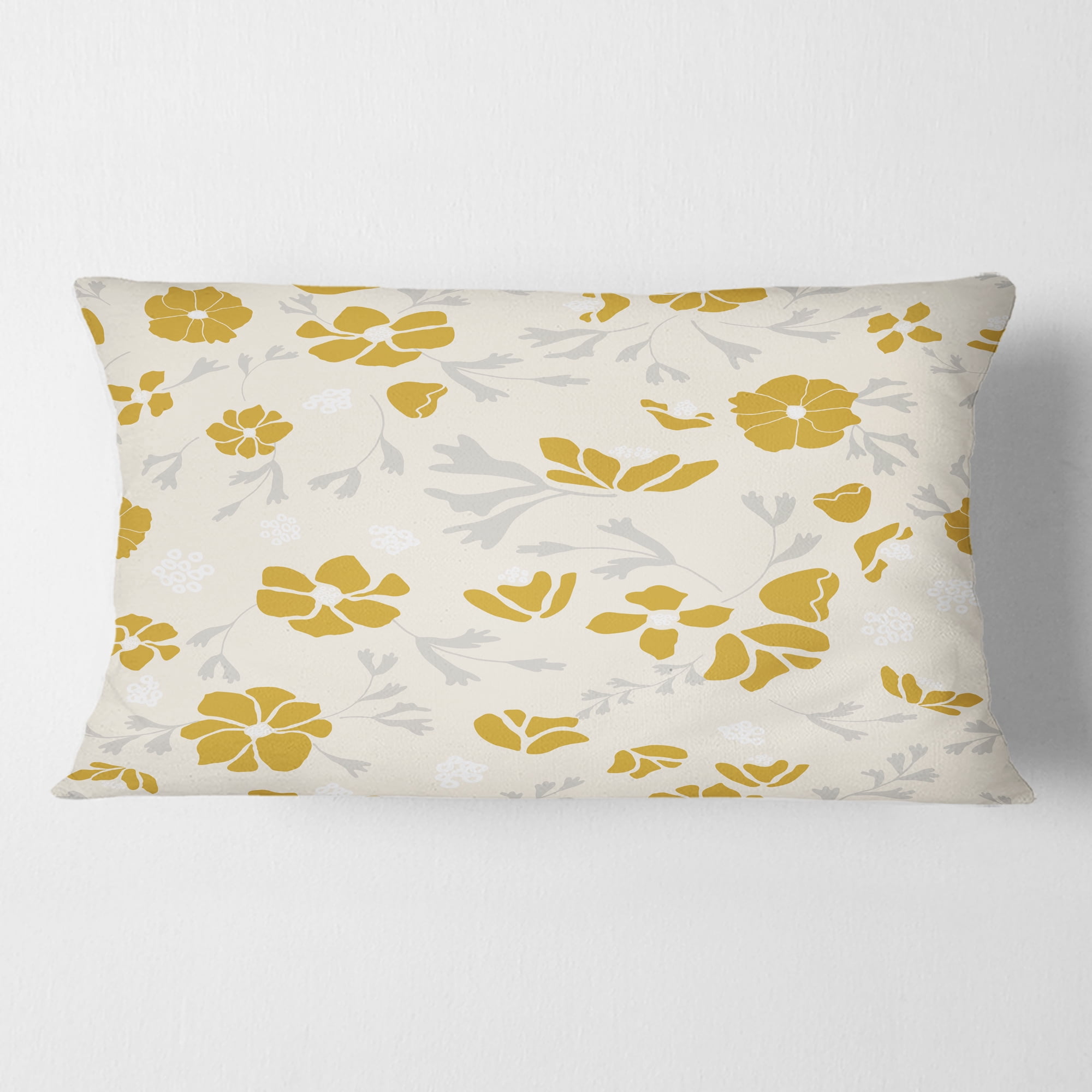 Designart Retro Handdrawn Poppies III' Mid-Century Modern Throw Pillow - 12x20