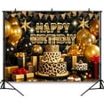 thumbnail image 4 of Happy Birthday Backdrop for Leopard Happy Birthday Party Decorations Glitter Black Gold Happy Birthday Background for Photography Black Golden Leopard Cake Birthday Decor Banner, 4 of 6