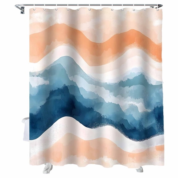 Shower Curtains Ocean Waves Bath Curtain Abstract Gradient Waterproof Bathroom Shower Curtain Set with Hooks Decoration 36 x 72 Inches