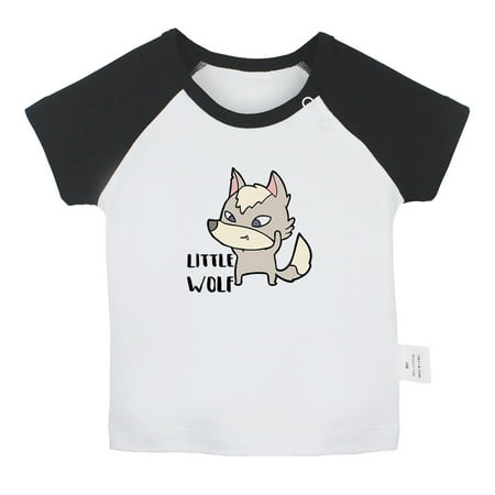 

iDzn Little Wolf Funny T shirt For Baby Newborn Babies T-shirts Infant Tops 0-24M Kids Graphic Tees Clothing (Short Black Raglan T-shirt 18-24 Months)