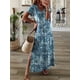 thumbnail image 2 of Vestido Casual De Talla Grande, Vestido Maxi Elástico Mediano Con Dobladillo Dividido, Manga Corta, Cuello En V Y Estampado Gráfico Para Mujer, 2 of 4