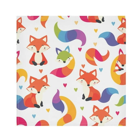 

JSTEL Fox Heart Cloth Napkins Set of 1 20x20 Inch Washable and Reusable Napkin for Decoupage Dinner Party Everyday Use