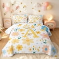 thumbnail image 2 of meiyoeat Floral Letter A Twin Quilt Set for Girls, Spring Daisy Groovy Twin Coverlet Set for Bedroom, Multicolor, 2pcs, 1 Comforter and 1 Pillowcase, 2 of 7