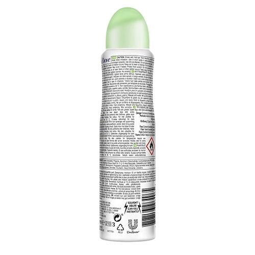 Dove Spray Cucumber Green Tea Antiperspirant Deodorant Spray 150ml -12 Pack