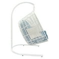 thumbnail image 2 of Decmode Eclectic 70 X 48 Inch Rattan Outdoor Pod Chair With Blue Cushion, White, 2 of 3