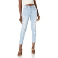 thumbnail image 1 of V.I.P. JEANS Women's Fray Hem Skinny Distressed Ripped Juniors Plus, Faded Blue Wash, 9, 1 of 2