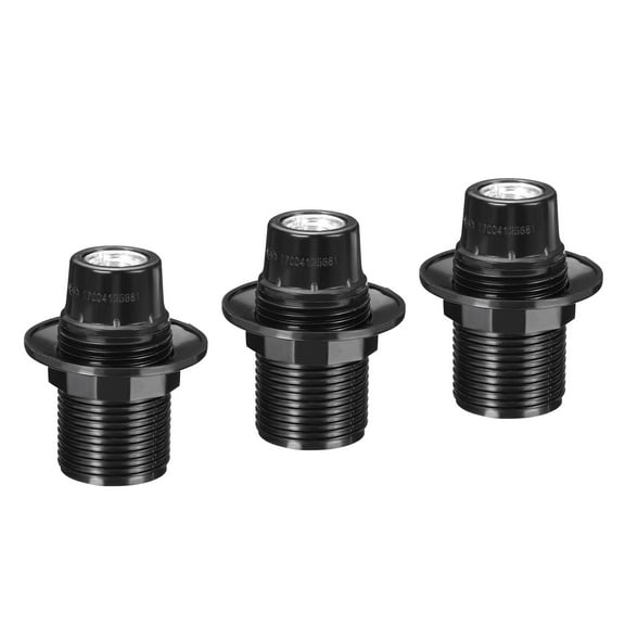 Uxcell E14 Bulb Holder Light Socket, 3 Pack Screw Fully Thread LED Bulb Lamp Holder for Pendant Lights, Black
