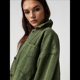 thumbnail image 4 of Chaqueta Vaquera Urbana para Mujer: Chaqueta Vaquera Estilo Boyfriend, Holgada, de Larga y con Botones Al Frente. Verde M, 4 of 7