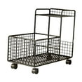 thumbnail image 4 of Carrito de servicio debajo del escritorio, carrito móvil con ruedas, estantería metálica multiusos para almacenamiento Doble capa negra, 4 of 9