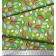 thumbnail image 2 of Soimoi Green Silk Fabric Dot & Ornaments Christmas Print Fabric by the Yard 42 Inch Wide, 2 of 3