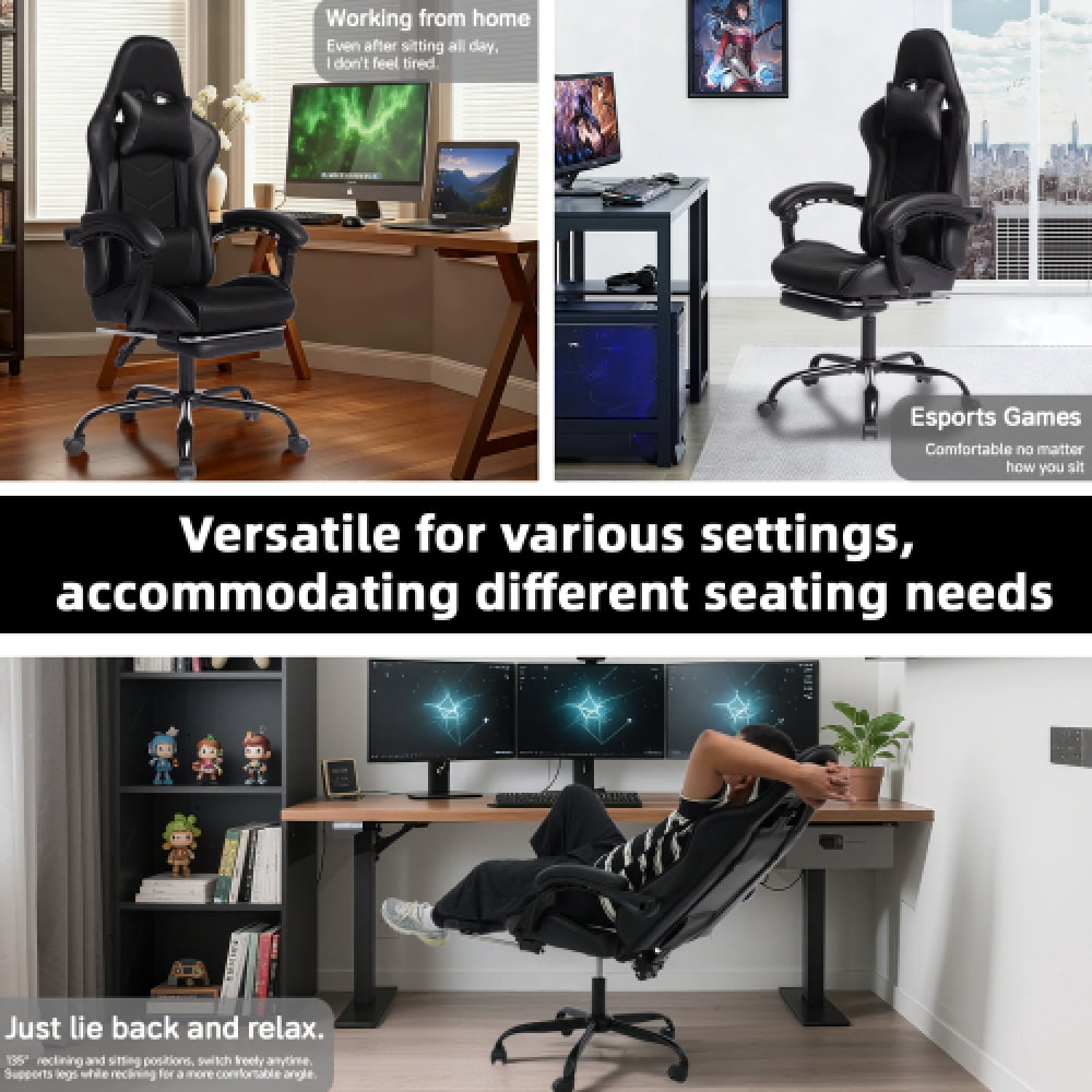 DEEPfurniture E-sports Gaming Chair Sports Car Driving Seat PU Material Moulded Sponge Comfortable and Safe With Massage Black