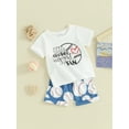 thumbnail image 3 of JYYYBF Baby Boys Shorts Set, Short Sleeve Letters Print T-shirt with Baseball Print Shorts Summer Outfit, 3 of 6