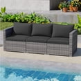 thumbnail image 2 of Gymax Set of 3 Patio Sectional Sofa Set PE Rattan Modular Couch Furniture Set w/Cushions Black, 2 of 10