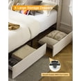 thumbnail image 5 of Queen Size Bed Frame, Velvet Upholstered Platform Bed with Refined Ruching, Queen Bed Frame Built-in Charging Station with 4 Drawers, Wood Slat Support, No Box Spring Needed, Beige, 5 of 8