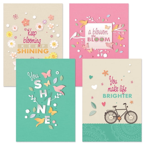 Current Simplistic Birthday Cards, Set of 8, 2 each of 4 designs,  Envelopes included, For Kids & Adults, Large 5" x 7" Greetings, Printed in the USA