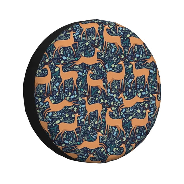 Fotbe Reindeer Funda de Llanta de Repuesto con Estampado, Engrosada, Ajuste Universal para Jeep, Remolque, RV, SUV, Camión-14 inch