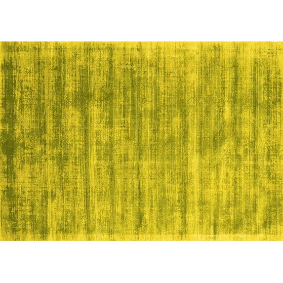 Ahgly Company Machine Washable Indoor Rectangle Abstract Yellow Contemporary Area Rugs, 4' x 6'