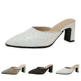 thumbnail image 7 of Sparkly Sequin Dress High Heels Mules Slides Sandals for Women Bride Wedding Glitter Pointed Toe Heeled Slip on, 7 of 7