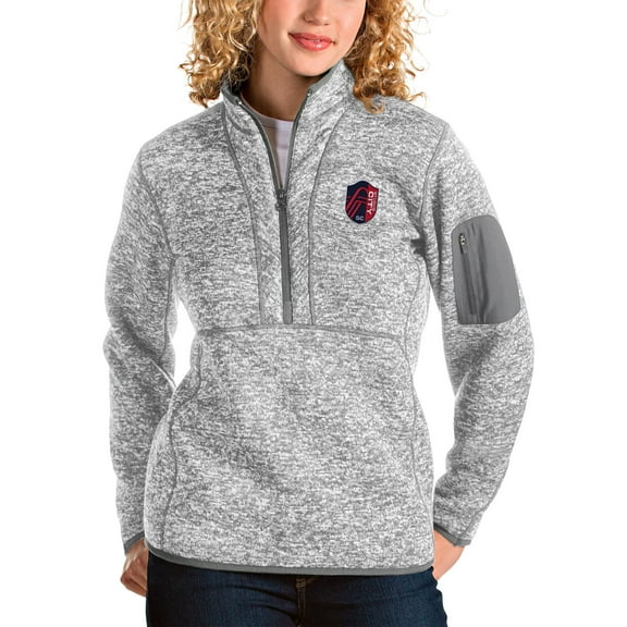 Women's Antigua Gray St. Louis City SC Fortune Quarter-Zip Pullover Jacket